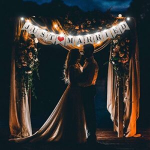 Just Married Wedding Banner Car Decorations (Banner + LED Light + Decal)