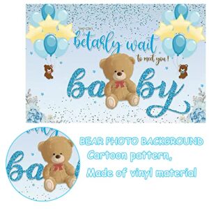 We Can Bearly Wait Baby Shower Decorations, Sky Blue Teddy Bear Backdrop, Bearly to Meet You Banner Backdrop for Boys Girls Party Decorations Baby Shower Photography Background Wall Hanging