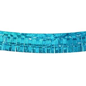 Blukey 10 Feet by 15 Inch Turquoise Foil Fringe Garland, Shiny Metallic Tinsel Banner Ideal for Parade Floats, Bridal Shower, Wedding, Birthday, Christmas - Wall Ceiling Hanging Fringe Drapes