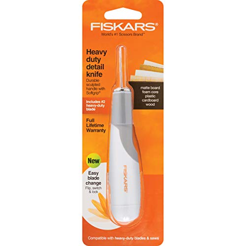 Fiskars Crafts Heavy-Duty Easy Change Detail Knife, No. 2 Blade, w/#2, Multicolor