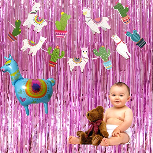 Cute Alpaca/ Llama Boho Fiesta Llama Party Birthday Banner ,Succulent Plants Indoor Cactus Llama Decor for Kids ,Boys,Girls ,Birthday ,Baby Shower ,Mexican Fiesta ,Cinco De Mayo Party,Taco Twosday Party Decorations