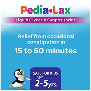 Pedia-Lax Laxative Liquid Glycerin Suppositories for Kids, Ages 2-5, 6 CT, 3 Pack