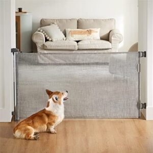 lesure retractable baby gate for stairs – extra wide dog gate 34″ tall, extends to 71″ wide, pet safety gates for doorways, hallways, indoor, outdoor