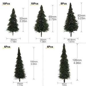 S0804 40pcs Dark Green Pine Model Cedar Trees 2.05-4.96 inch (52-126 mm) for Model Railroad Scenery Landscape Layout HO OO Scale New