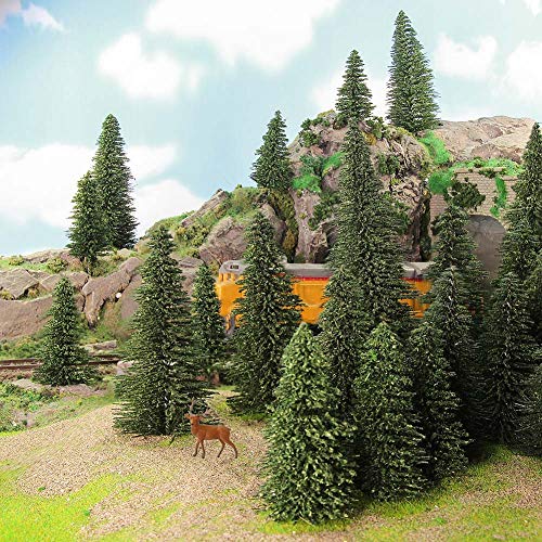 S0804 40pcs Dark Green Pine Model Cedar Trees 2.05-4.96 inch (52-126 mm) for Model Railroad Scenery Landscape Layout HO OO Scale New