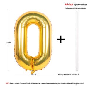 40 Inch Gold Digit Helium Foil Birthday Party Balloons (Gold 0)