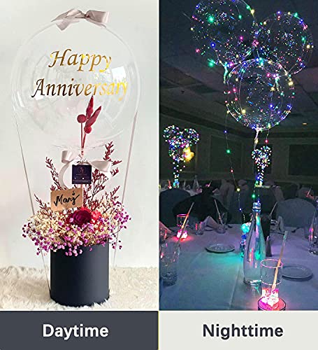 Led Balloons , 15pcs 24inch Clear balloon 10set Light Up Colorful Bobo Balloons Transparent Light Balloons, Weddings, Banquets, Outdoor and Indoor Parties, Anniversary, House Party, Birthday