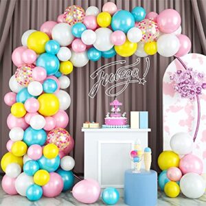 RUBFAC White Balloons Latex Party Balloons 100pcs 12 Inch Helium Balloons for Wedding Bridal Baby Shower Graduation Anniversary Birthday Bachelorette Party Decoration, White Ribbon