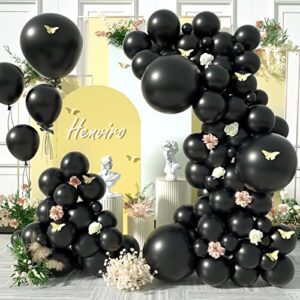 henviro black latex party balloons – 154 pcs 5/10/12/18 inch balloons helium quality latex balloons as birthday party balloons/ graduation balloons/ valentines day balloons/ baby shower/ wedding
