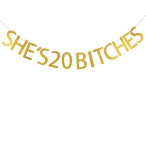 she’s 20 bitches banner for 20th birthday party decoration