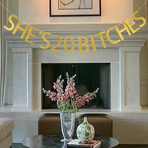 She's 20 Bitches Banner for 20th Birthday Party Decoration