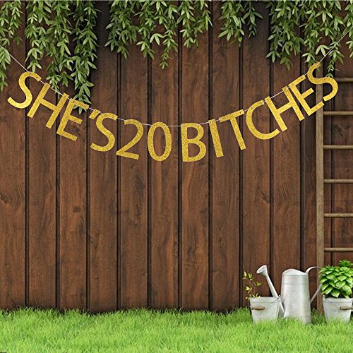 She's 20 Bitches Banner for 20th Birthday Party Decoration