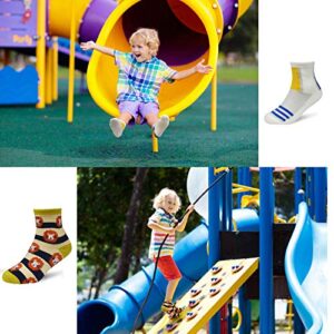 HYCLES Toddler Non-Skid Grips Socks 12 Pairs Baby Kids Sticky Slipper Cotton Crew Socks 1-3 Years Children/Boy/Girl