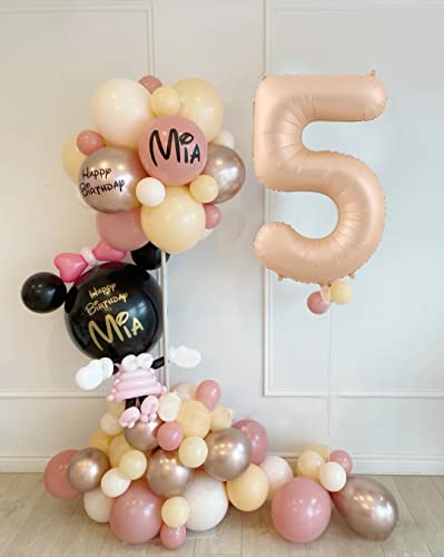 40 Inch Tan Light Brown Number 2 Balloons,Caramel Matte Beige Large Foil Helium Mylar Birthday Party Balloon 0-9 Champagne Color Nude Number (2) for Baby Shower Wedding Decorations