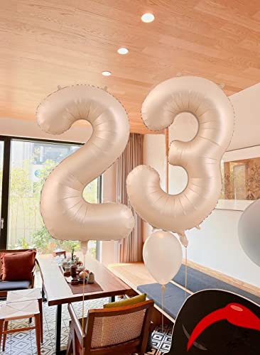 40 Inch Tan Light Brown Number 2 Balloons,Caramel Matte Beige Large Foil Helium Mylar Birthday Party Balloon 0-9 Champagne Color Nude Number (2) for Baby Shower Wedding Decorations