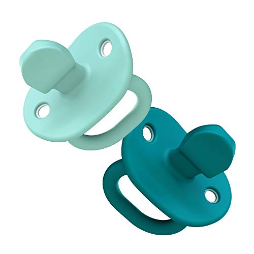 Boon JEWL Biometric Stage 3 Orthodontic Pacifier — 6-18 Months — Blue — Silicone Baby Pacifier with Soothing Gem Shaped Nipple — 2 Count