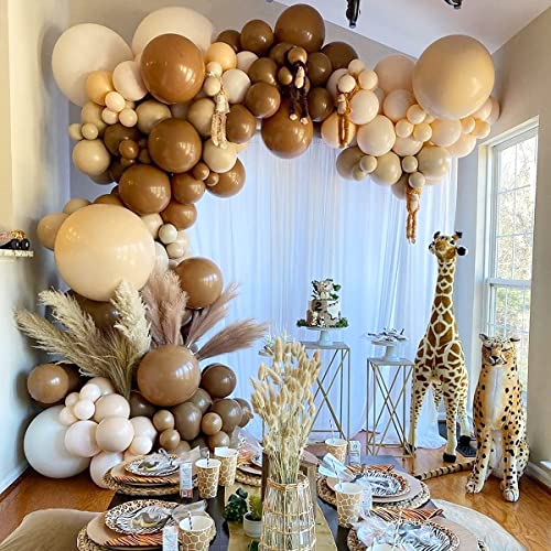 Brown Balloon Garland Kit Coffee Arch Nude Neutral Cream Teddy Bear Tan Safari Party Decorations For Boy Baby Shower Different Sizes