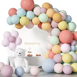 bloonking macaron balloons 12inch 121pcs pastel low saturation color balloons 12″ party balloons for festival birthday wedding anniversary new year gender reveal decorations (mixed macaron colors)
