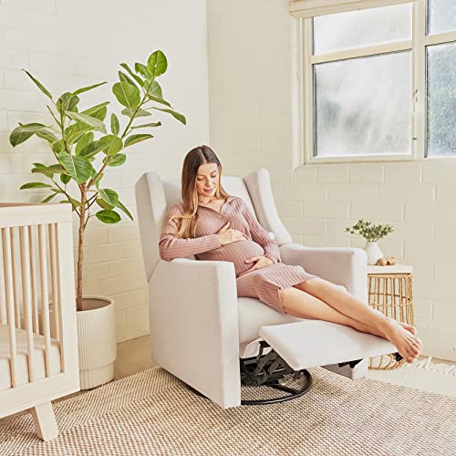 Babyletto Kiwi Electronic Power Recliner and Swivel Glider with USB Port in Performance Cream Eco-Weave, Water Repellent & Stain Resistant, Greenguard Gold and CertiPUR-US Certified