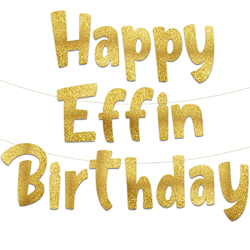 Funny Birthday Gold Glitter Banner – Happy Birthday Party Supplies, Ideas, and Gifts – 21st, 30th. 40th, 50th, 60th, 70th, 80th Adult Birthday Decorations