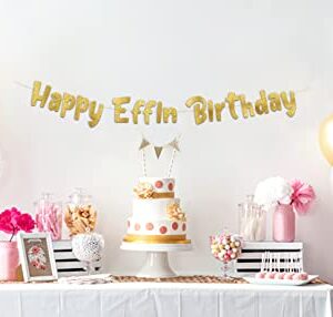 Funny Birthday Gold Glitter Banner – Happy Birthday Party Supplies, Ideas, and Gifts – 21st, 30th. 40th, 50th, 60th, 70th, 80th Adult Birthday Decorations