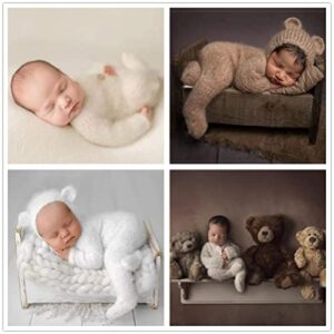 Vemonllas Newborn Photography Props Boys Girls Outfits Mohair Bear Hat Bonnet & Footed Romper Bodysuit Photoshoot Costume Set (Camel)