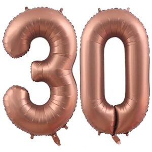 42 Inch Brown Giant Number 30 Balloons Jumbo 30 Foil Mylar Party Balloons for 30th Birthday Party and 30th Anniversary Event Decoration (Brown)