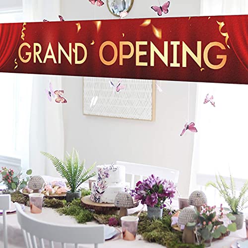 Red Large Grand Opening Banner Backdrop,Shops Malls Companies Restaurants Store Business Opening Activities Advertising,Outdoor Outside Opening Propaganda Decorations Supplies 9.8x1.6 Feet