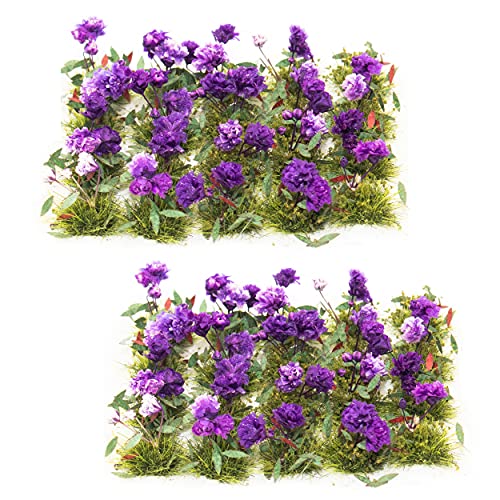 40 Pcs Flower Cluster Flower Vegetation Groups Grass Tufts Miniature Static Scenery Model for DIY Architecture Building Model Railway Train Diorama Garden Scenery Landscape Layout (Dark Purple)