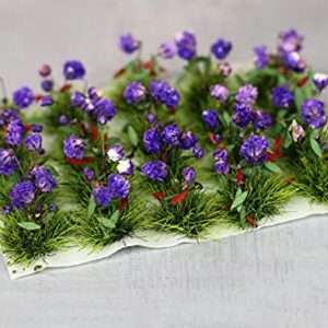 40 Pcs Flower Cluster Flower Vegetation Groups Grass Tufts Miniature Static Scenery Model for DIY Architecture Building Model Railway Train Diorama Garden Scenery Landscape Layout (Dark Purple)