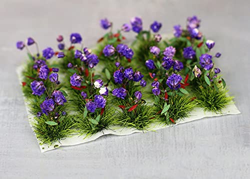 40 Pcs Flower Cluster Flower Vegetation Groups Grass Tufts Miniature Static Scenery Model for DIY Architecture Building Model Railway Train Diorama Garden Scenery Landscape Layout (Dark Purple)