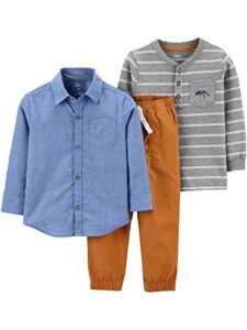 simple joys by carter’s toddler boys’ 3-piece playwear set, chambray, 2t