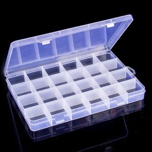 prettDliJUN Useful 24 Compartments Clear Plastic Storage Box Bin Jewelry Earring Case Container Tablet case