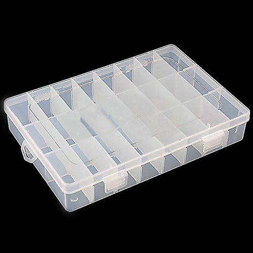 prettDliJUN Useful 24 Compartments Clear Plastic Storage Box Bin Jewelry Earring Case Container Tablet case