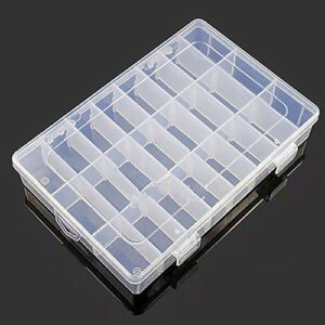 prettDliJUN Useful 24 Compartments Clear Plastic Storage Box Bin Jewelry Earring Case Container Tablet case
