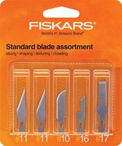 fiskars 164190-1001 standard assortment blades(2 number.11,1 number.10, 1 number.16, 1 number.17), 5 pack, silver