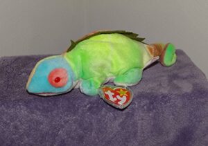 ty ‘iggy’ the iguana beanie baby, 1997, pvc, mistag- should be rainbow, mwmt ,#g14e6ge4r-ge 4-tew6w217773
