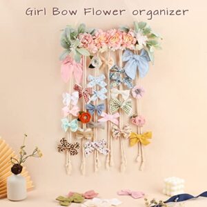 Bow Holder for Girls Hair Bows,POVETIRE Hair Clips Hanging Organizer Baby Headband Storage Hair Accessory Display for Wall Room Baby Nursery Decors