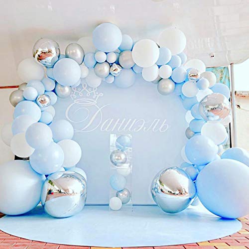 141 Pcs Blue Silver Balloon Garland Kit Macaron Metal Balloon Arch,Wedding Bridal Shower Birthday Party Baby Shower Decoration By Patimate