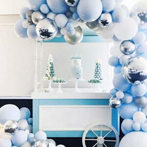 141 Pcs Blue Silver Balloon Garland Kit Macaron Metal Balloon Arch,Wedding Bridal Shower Birthday Party Baby Shower Decoration By Patimate