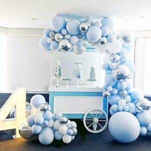 141 Pcs Blue Silver Balloon Garland Kit Macaron Metal Balloon Arch,Wedding Bridal Shower Birthday Party Baby Shower Decoration By Patimate