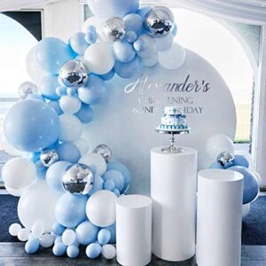 141 Pcs Blue Silver Balloon Garland Kit Macaron Metal Balloon Arch,Wedding Bridal Shower Birthday Party Baby Shower Decoration By Patimate