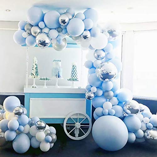 141 Pcs Blue Silver Balloon Garland Kit Macaron Metal Balloon Arch,Wedding Bridal Shower Birthday Party Baby Shower Decoration By Patimate