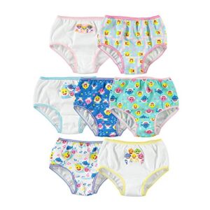 baby shark girls’ toddler underwear multipacks, shark 7pk, 2t/3t