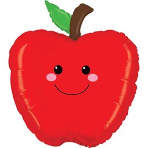 betallic one 26&quot red apple new balloon party cider foil produce pals farmer’s market veggie farm stand, multicolor
