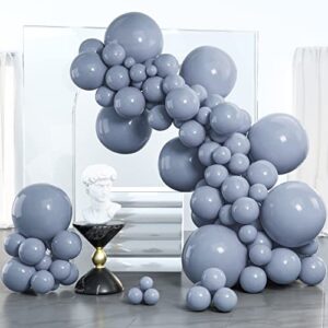 partywoo retro dusty blue balloons, 100 pcs grayish blue balloons different sizes pack of 18 inch 12 inch 10 inch 5 inch balloons for party decorations, birthday decorations, wedding decorations