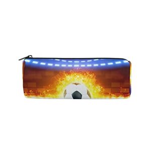 soccer burning ball pencil case pen bag holder pouch, sport football pencil bag with zipper stationery organizer bag cosmetic makeup bag purse for kids girls boys school adults office supplies