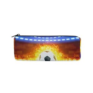 Soccer Burning Ball Pencil Case Pen Bag Holder Pouch, Sport Football Pencil Bag with Zipper Stationery Organizer Bag Cosmetic Makeup Bag Purse for Kids Girls Boys School Adults Office Supplies