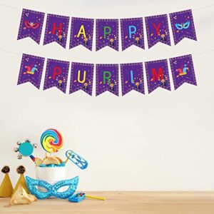 Happy Purim Banner - Purim Jewish Religious Banner Garland Decor- Jewish Holiday Decor Carnival Party Banner Mantel Fireplace Decorations