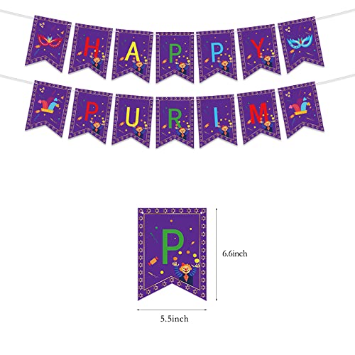 Happy Purim Banner - Purim Jewish Religious Banner Garland Decor- Jewish Holiday Decor Carnival Party Banner Mantel Fireplace Decorations